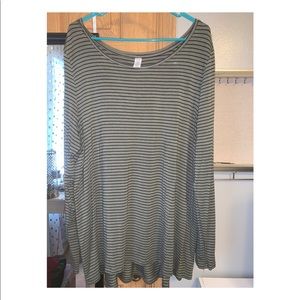 Olive Green/Black Striped Top